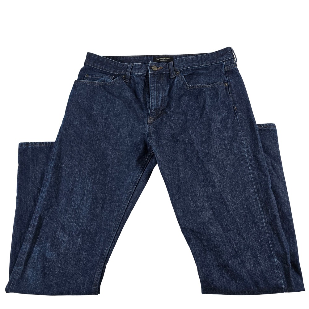 Banana Republic Mens Slim Straight‎ Dark Wash Indigo Denim Jeans 35x34 12711